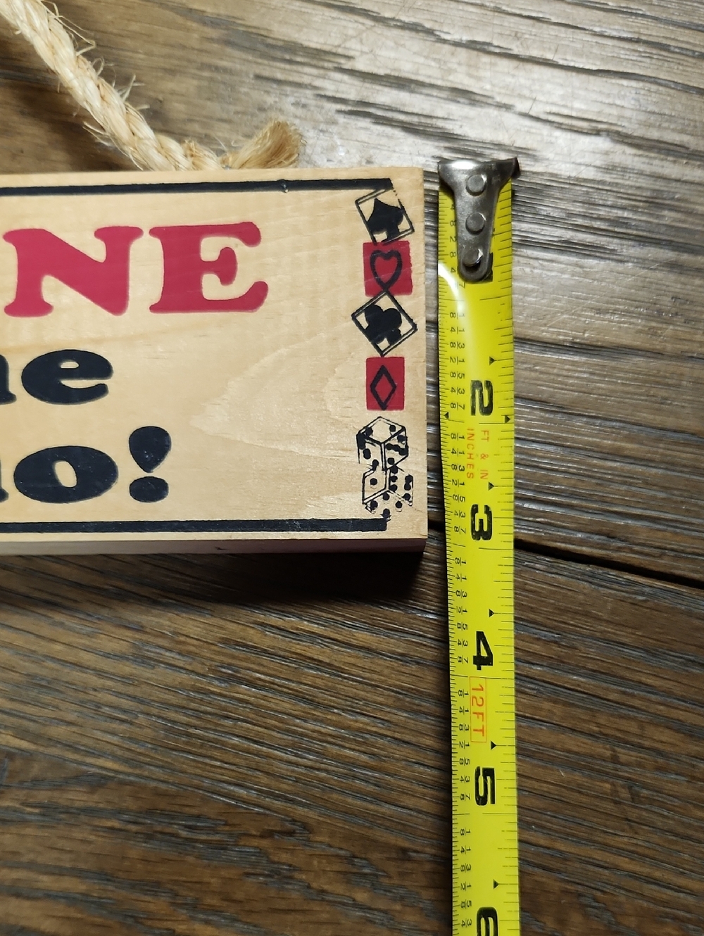 Gone to the Casino! Wooden Hanging Sign - Red & Black Text - Picture 3 of 4